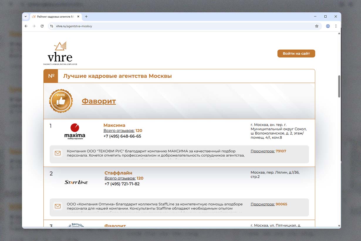 топ кадровых агентств москвы Maxima сайт vhre